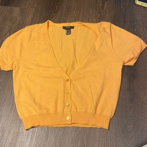 Orange Cropped short-sleeve sweater